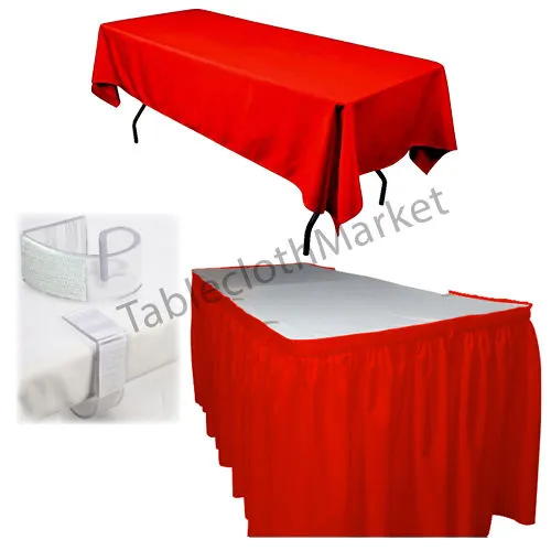 POLYESTER PLEATED TABLE SET SKIRT with clips 17' Ft   clip   Topper Media Day