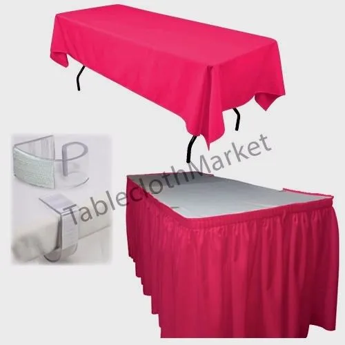 POLYESTER PLEATED TABLE SET SKIRT with clips 17' Ft   clip   Topper Media Day