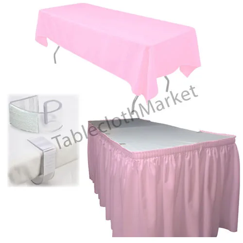 POLYESTER PLEATED TABLE SET SKIRT with clips 17' Ft   clip   Topper Media Day