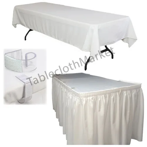 POLYESTER PLEATED TABLE SET SKIRT with clips 17' Ft   clip   Topper Media Day