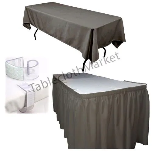 POLYESTER PLEATED TABLE SET SKIRT with clips 17' Ft   clip   Topper Media Day