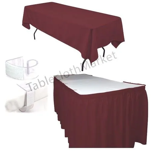 POLYESTER PLEATED TABLE SET SKIRT with clips 17' Ft   clip   Topper Media Day