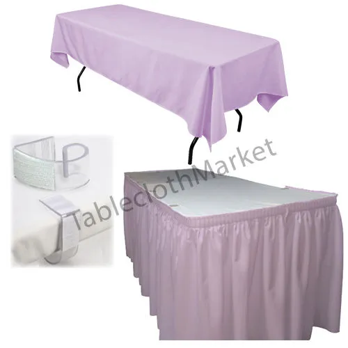 POLYESTER PLEATED TABLE SET SKIRT with clips 17' Ft   clip   Topper Media Day