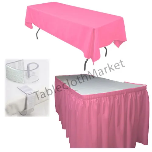 POLYESTER PLEATED TABLE SET SKIRT with clips 17' Ft   clip   Topper Media Day