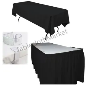 POLYESTER PLEATED TABLE SET SKIRT with clips 17' Ft   clip   Topper Media Day