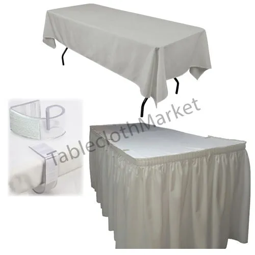 POLYESTER PLEATED TABLE SET SKIRT with clips 17' Ft   clip   Topper Media Day