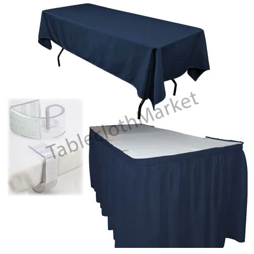 POLYESTER PLEATED TABLE SET SKIRT with clips 17' Ft   clip   Topper Media Day