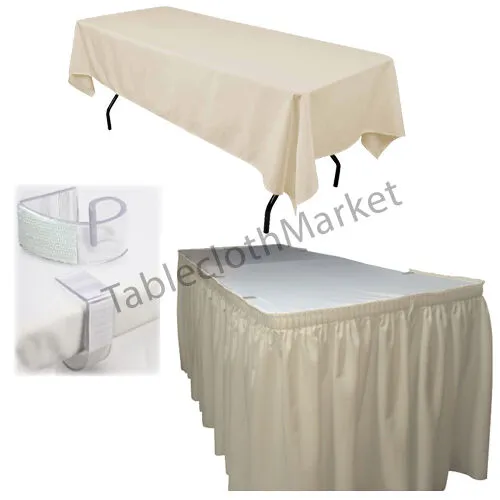 POLYESTER PLEATED TABLE SET SKIRT with clips 17' Ft   clip   Topper Media Day