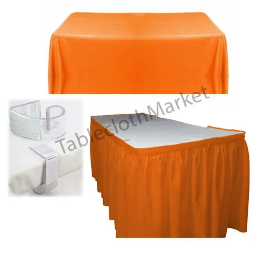 POLYESTER PLEATED TABLE SET SKIRT with clips 17' Ft   clip   Topper Media Day