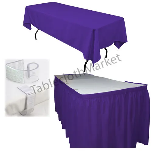 POLYESTER PLEATED TABLE SET SKIRT with clips 17' Ft   clip   Topper Media Day