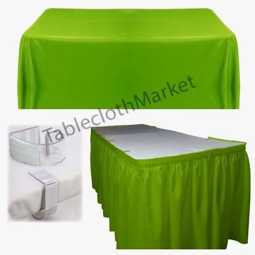 POLYESTER PLEATED TABLE SET SKIRT with clips 17' Ft   clip   Topper Media Day