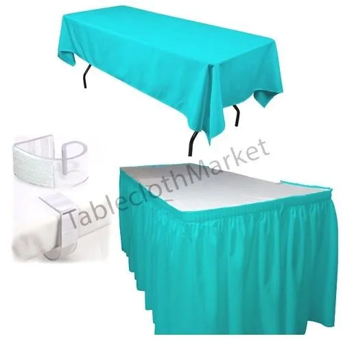 POLYESTER PLEATED TABLE SET SKIRT with clips 17' Ft   clip   Topper Media Day