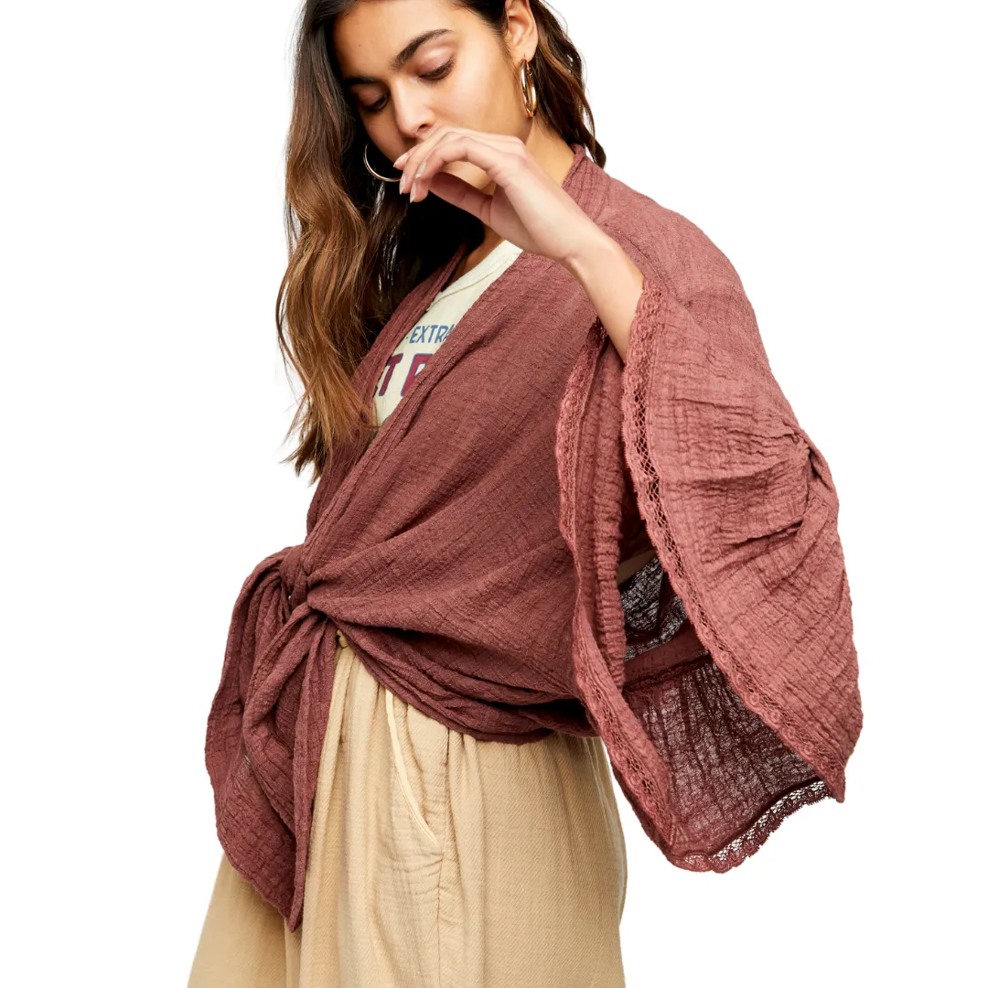 Poppy Ruffle Sleeves Kimono Jacket