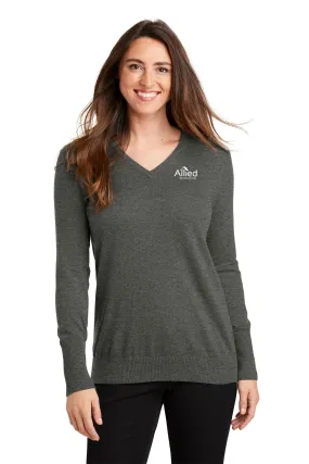 Port Authority Ladies V-Neck Sweater, Charcoal Heather [Allied Residential]