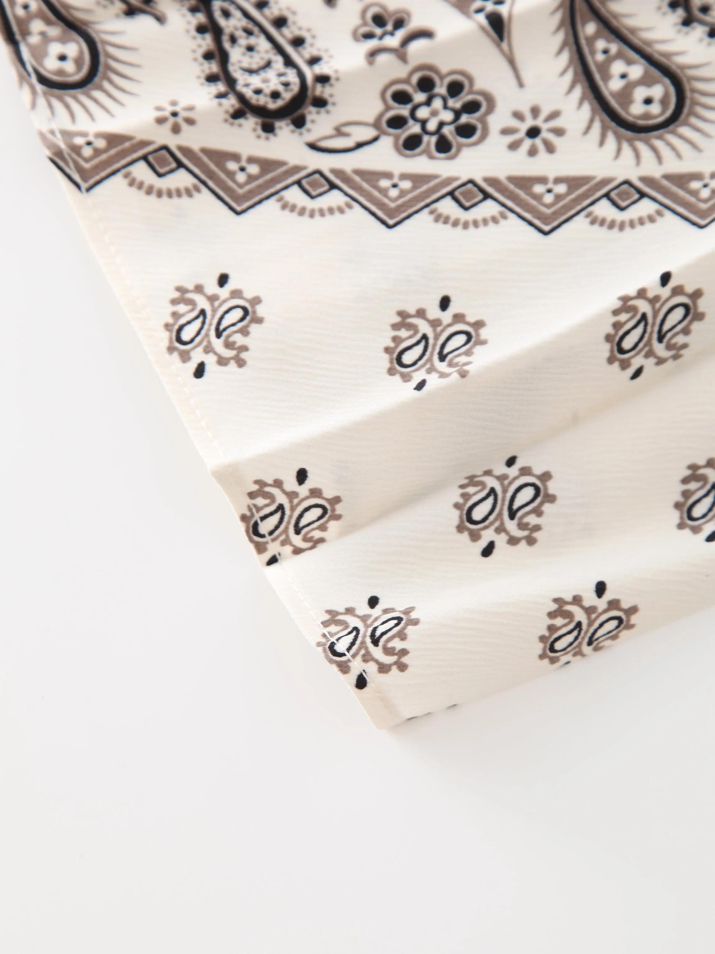 Printed Pleated Skirt 37"-Cream Bandana