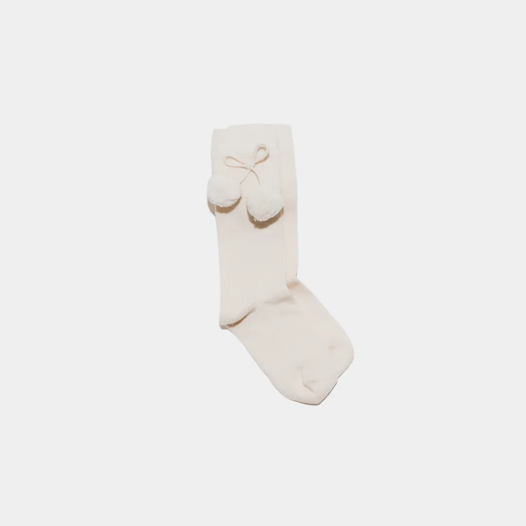 Pure (no dye) Kids' Pom Pom Socks - 98% Organic Cotton