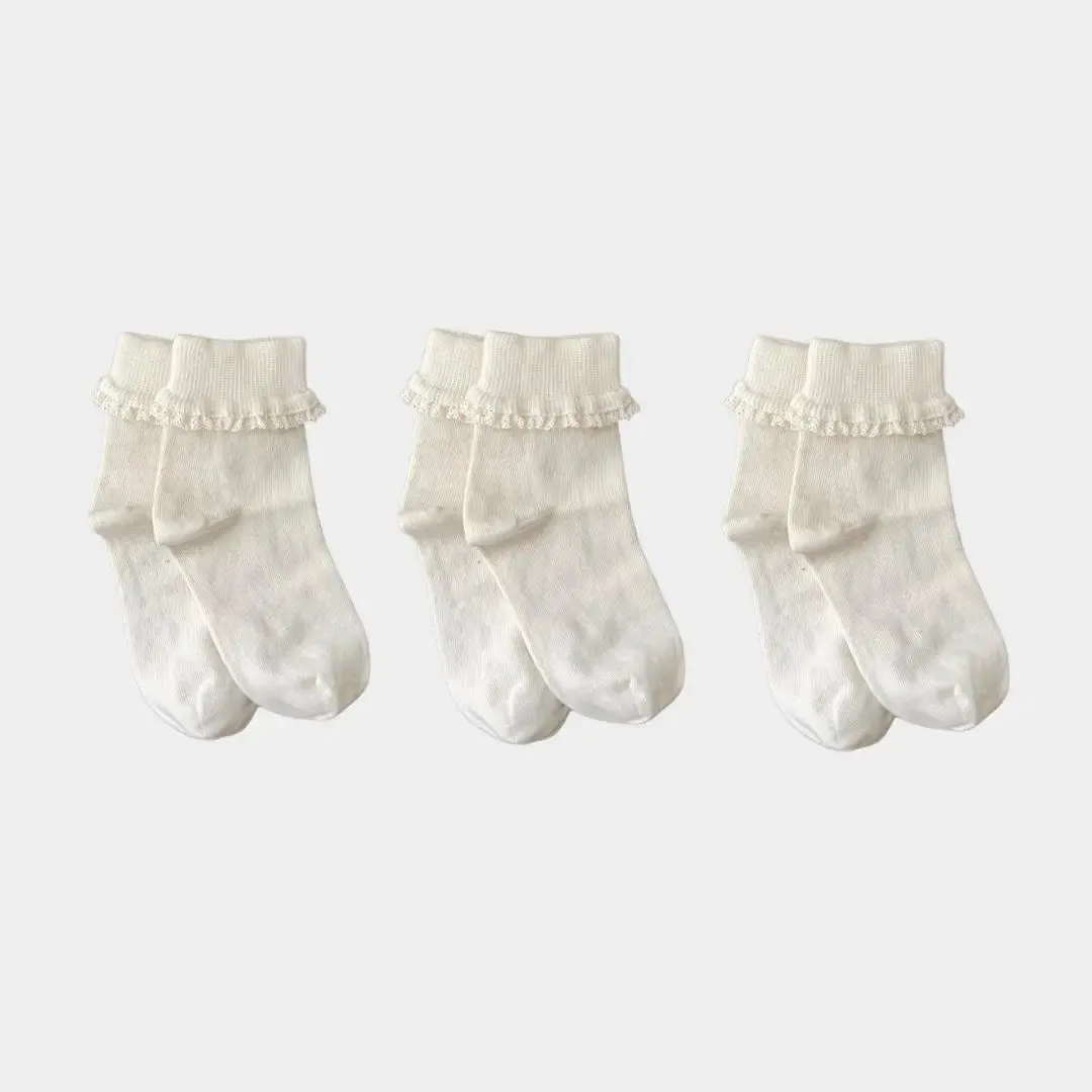 Pure (no dye) Lace Kids Socks - 98% Organic Cotton