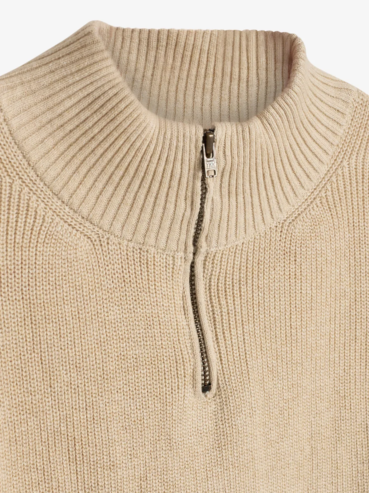 Quarter Zip Sweater - Kids - Beige/Navy