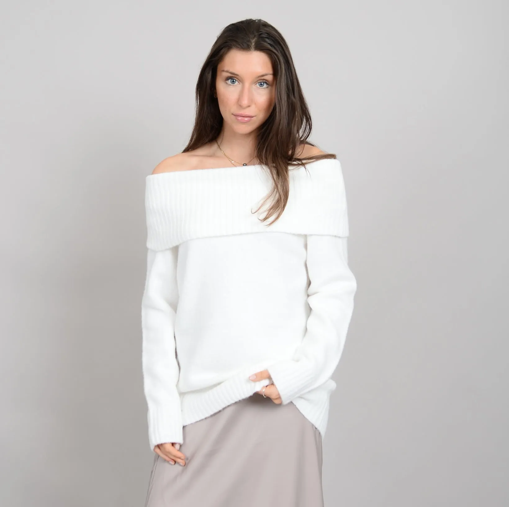 RD Style Pesla Off The Shoulder Sweater Pearl