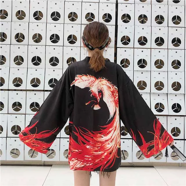 Red Flame Print Haori