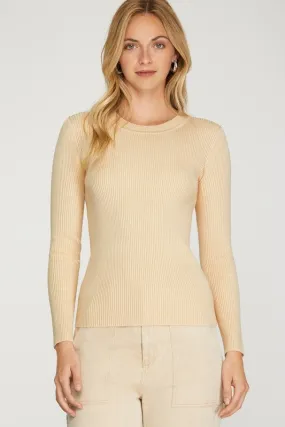 Renee Ribbed Sweater Top in Black, Lt Taupe and Off White