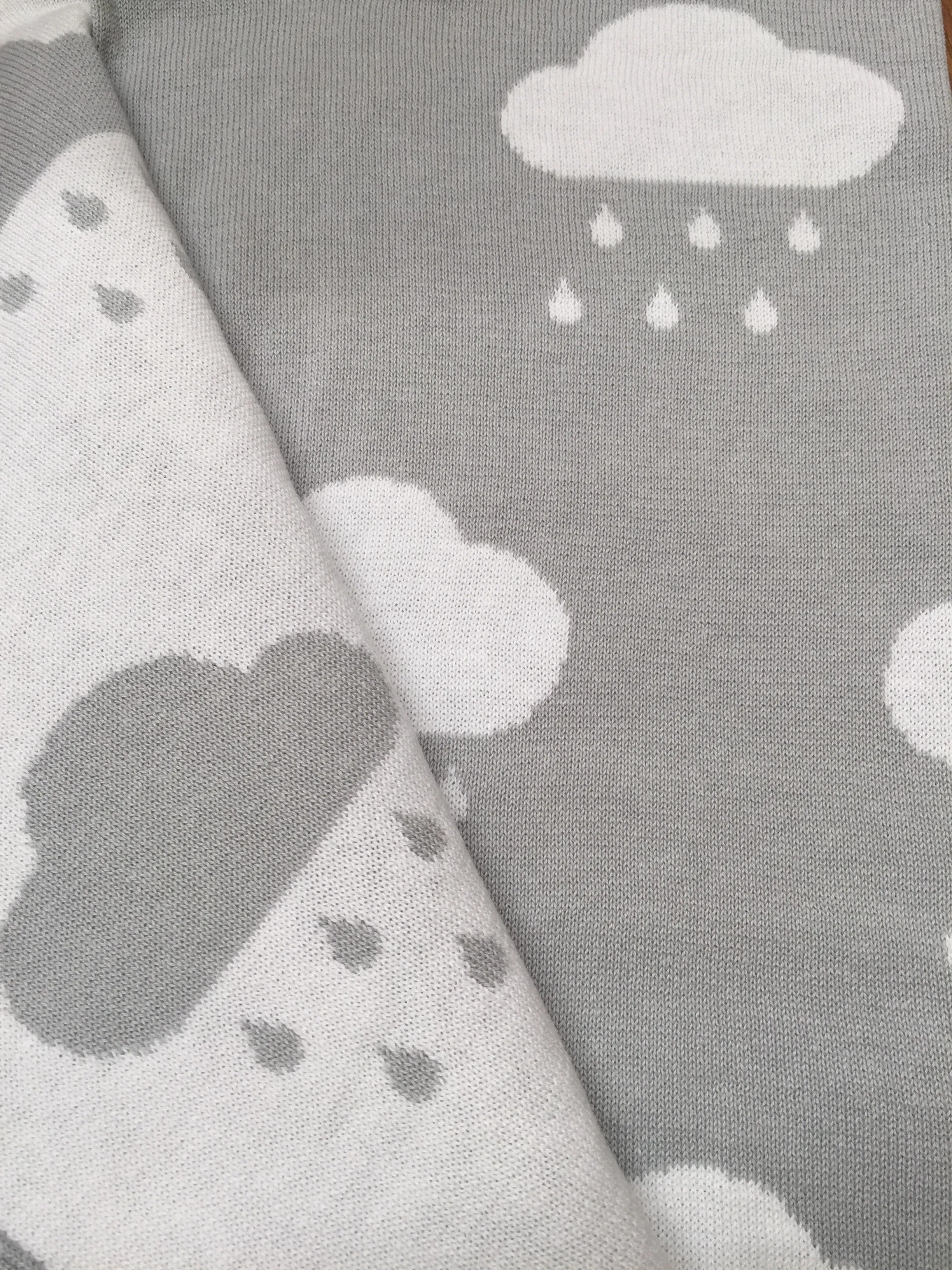 Reversible Baby Girls Boys Grey Clouds Blanket