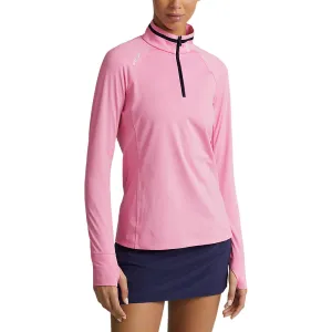 RLX Ralph Lauren Women's Jersey Quarter Zip Golf Pullover - Pink Flamingo/French Navy