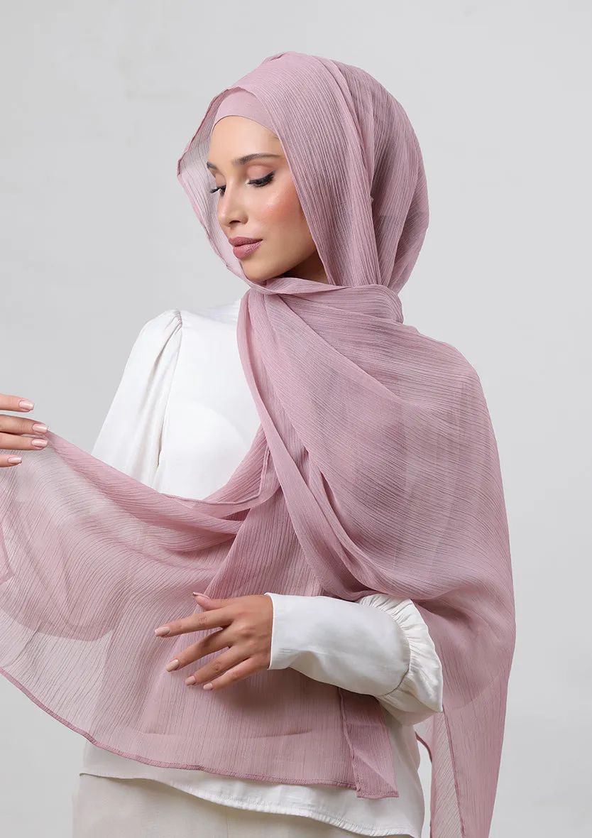 Rose Blush- Classic Shawl- Plain Crinkled Chiffon