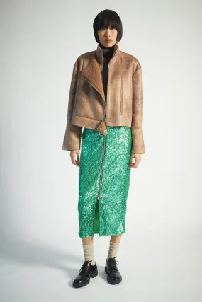 Saint Art New York - Kelsie Sequin Midi Skirt in Green