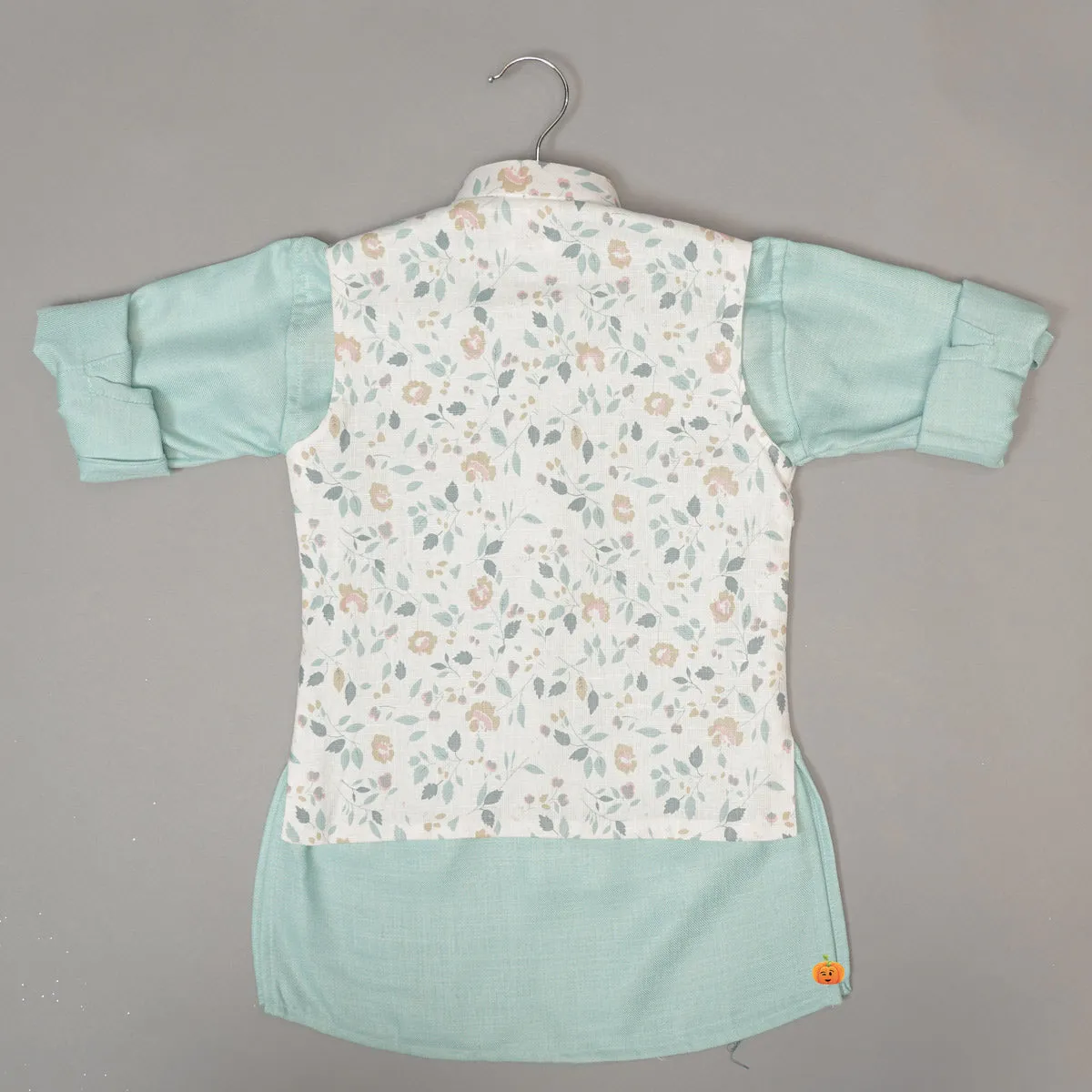 Sea Green Boys Kurta Pajama with Jacket