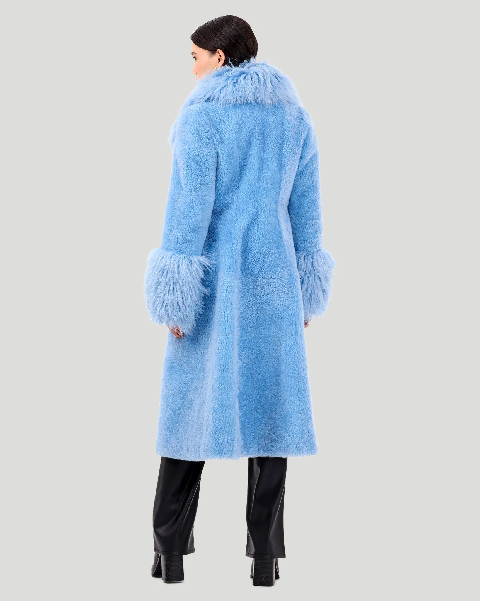 Select Cashmere Goat Short Coat with Select Mongolian Goat Shawl Collar and Cuffs