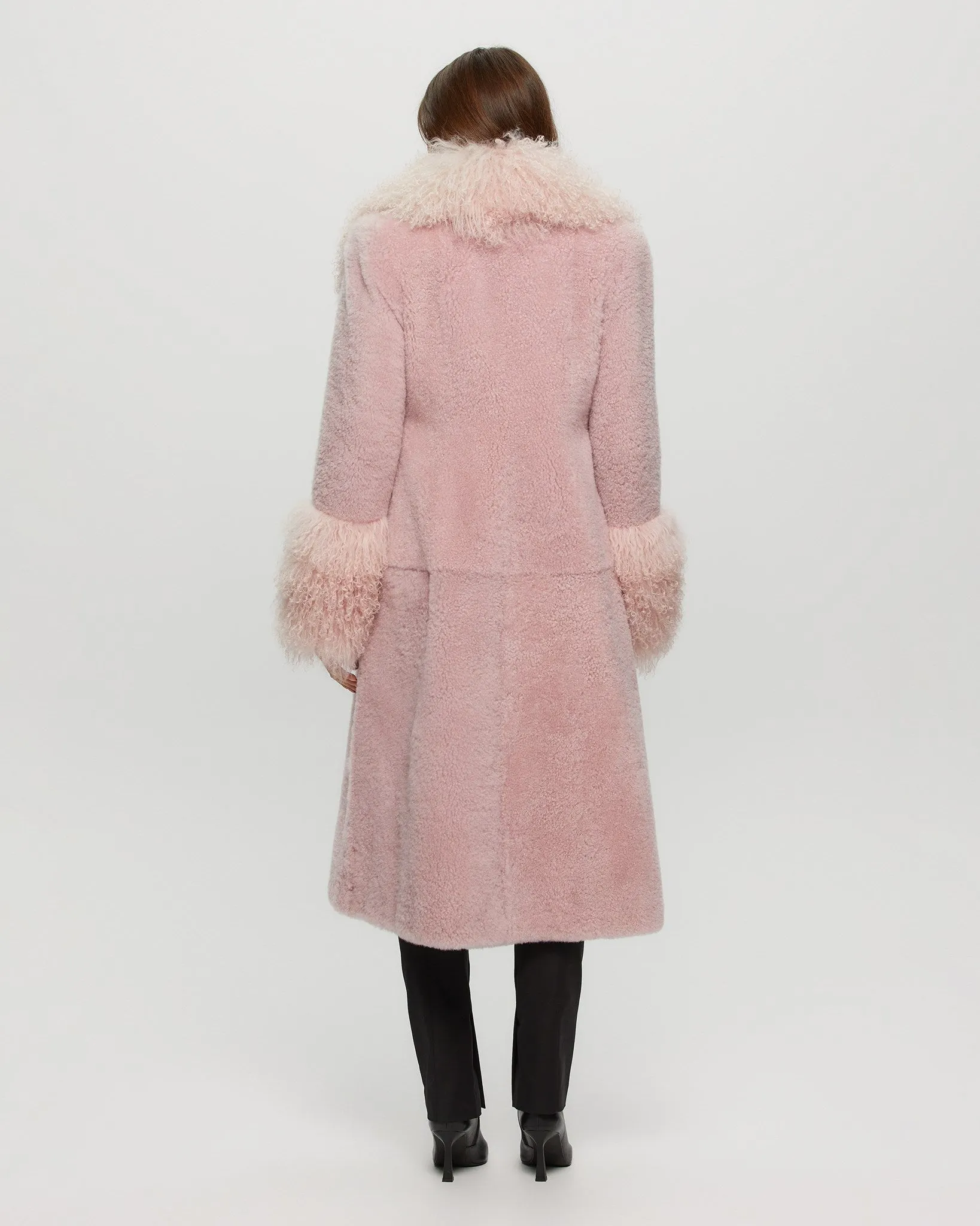 Select Cashmere Goat Short Coat with Select Mongolian Goat Shawl Collar and Cuffs