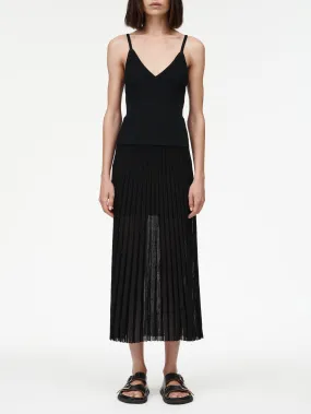 Sheer Pleat Skirt in Black