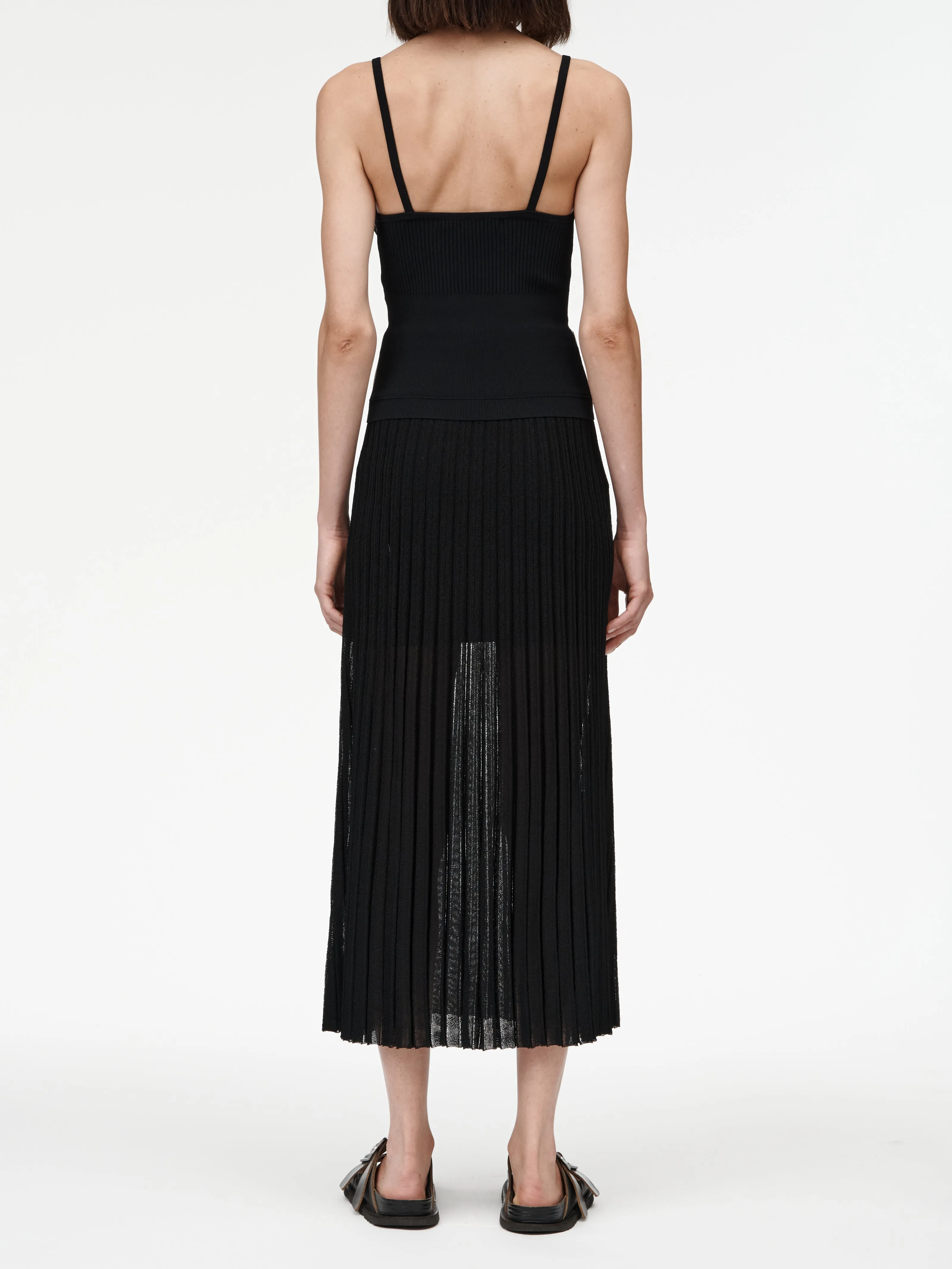 Sheer Pleat Skirt in Black