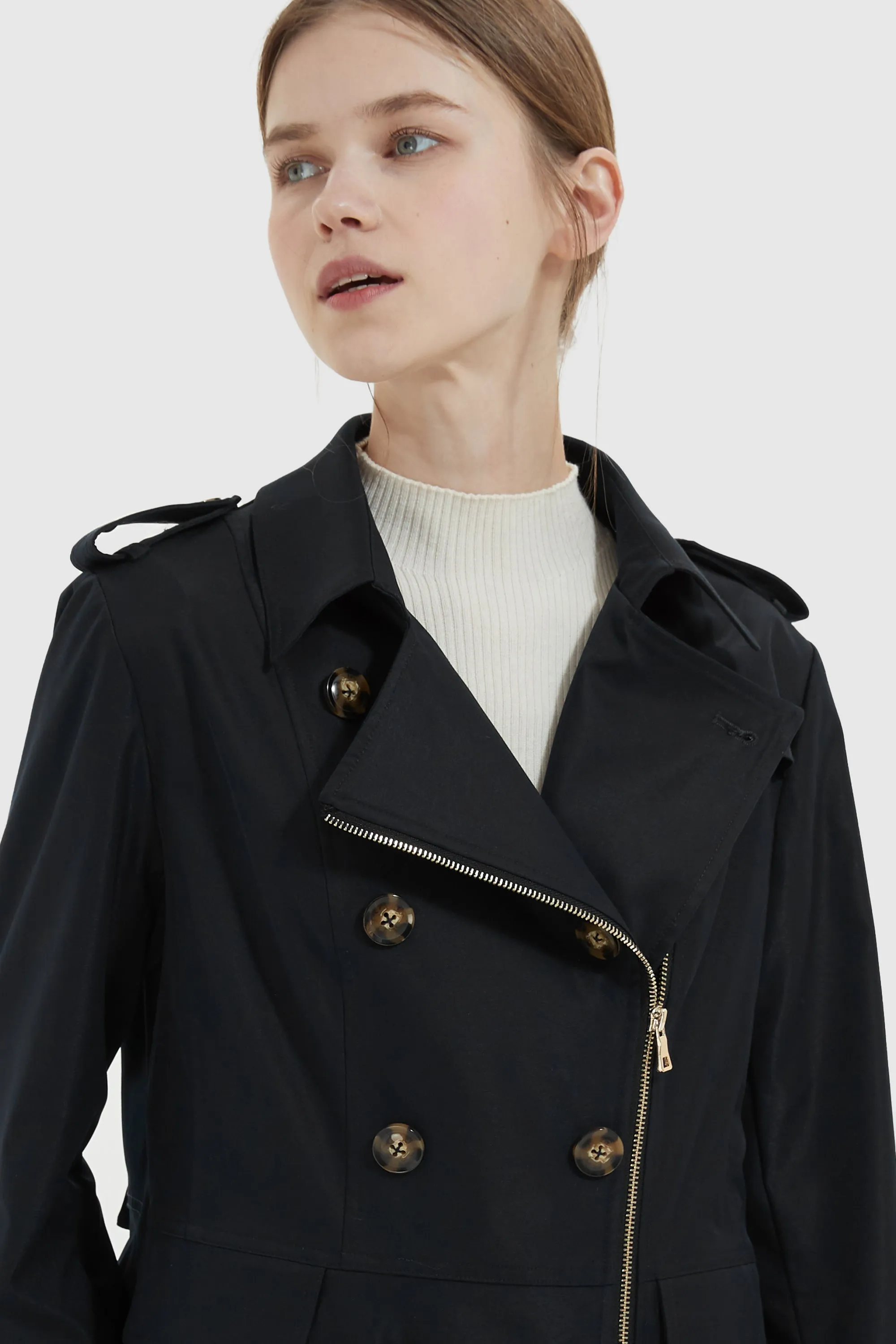 Short Double Breasted Trench Coat