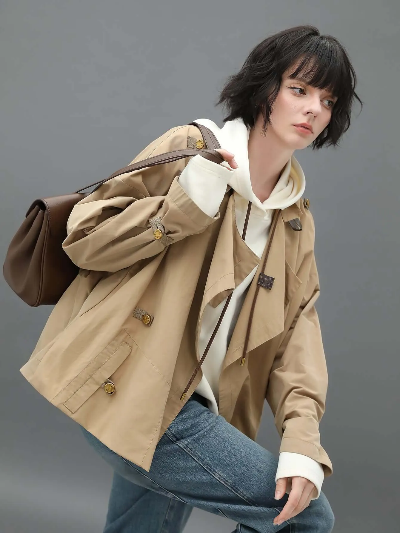 Short Khaki Trench Coat