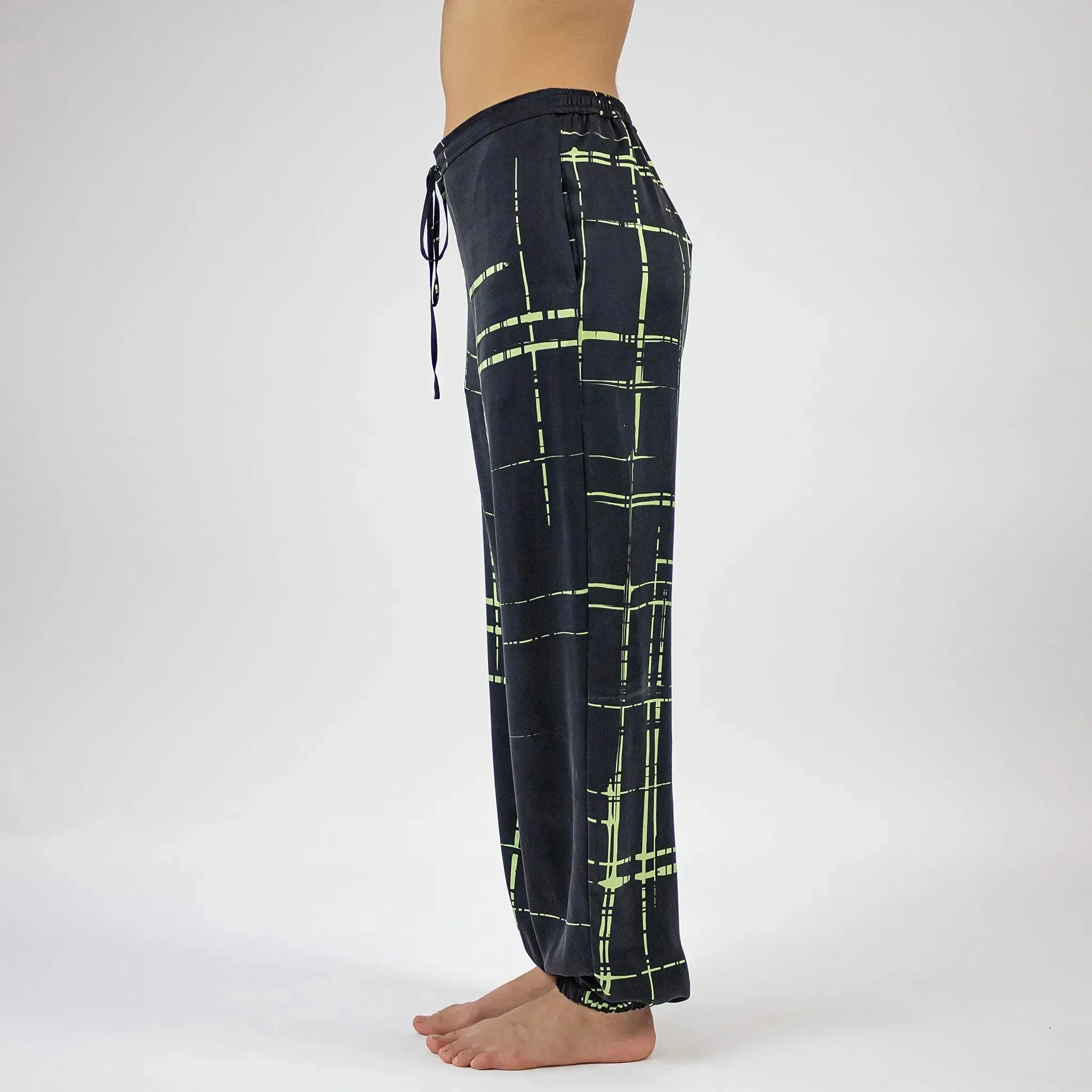 Silk Dreamscape Black Check Pants