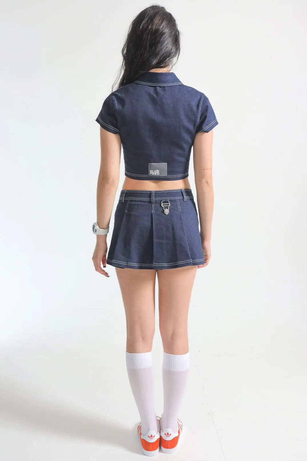 Siren 90s Indigo Denim Wrap Mini Skirt