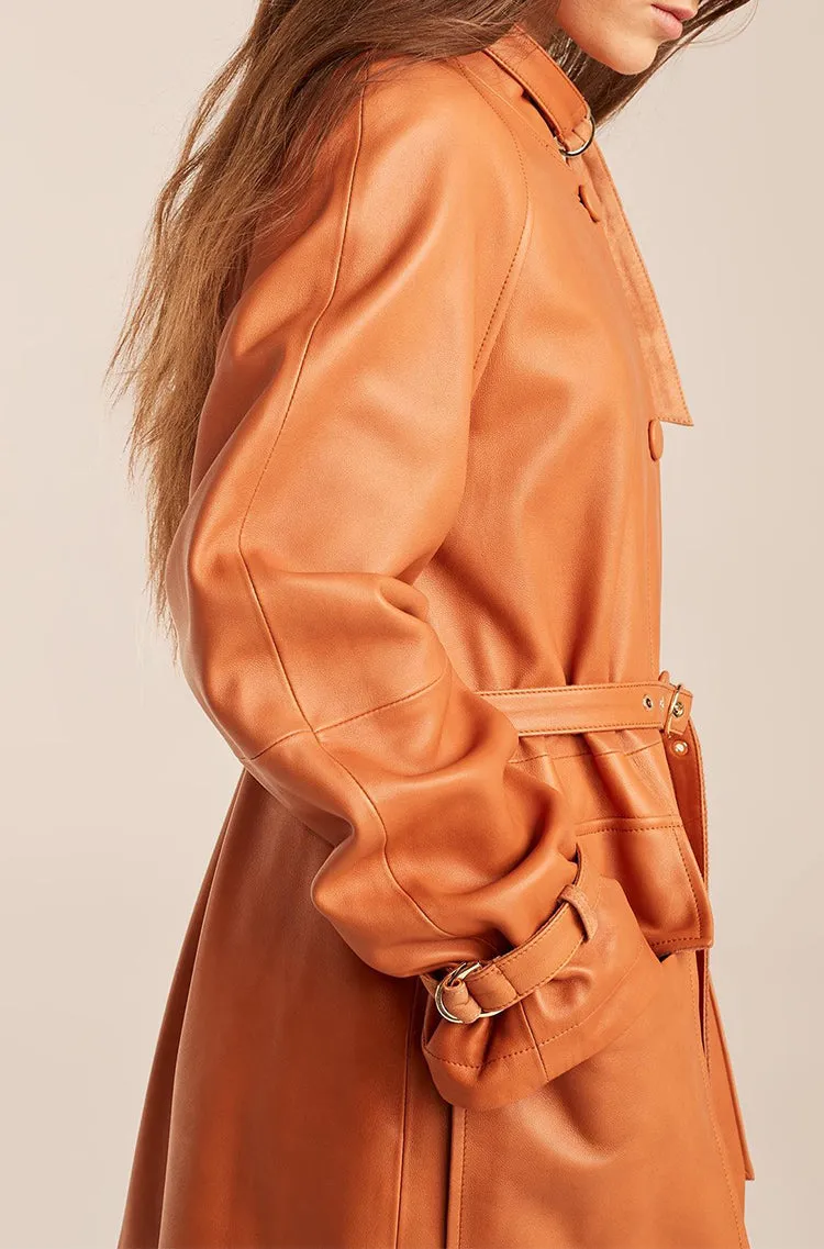 Slim Leather Trench Coat