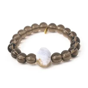 Smoky Quartz Crystal Bracelet | Blue Lace Agate