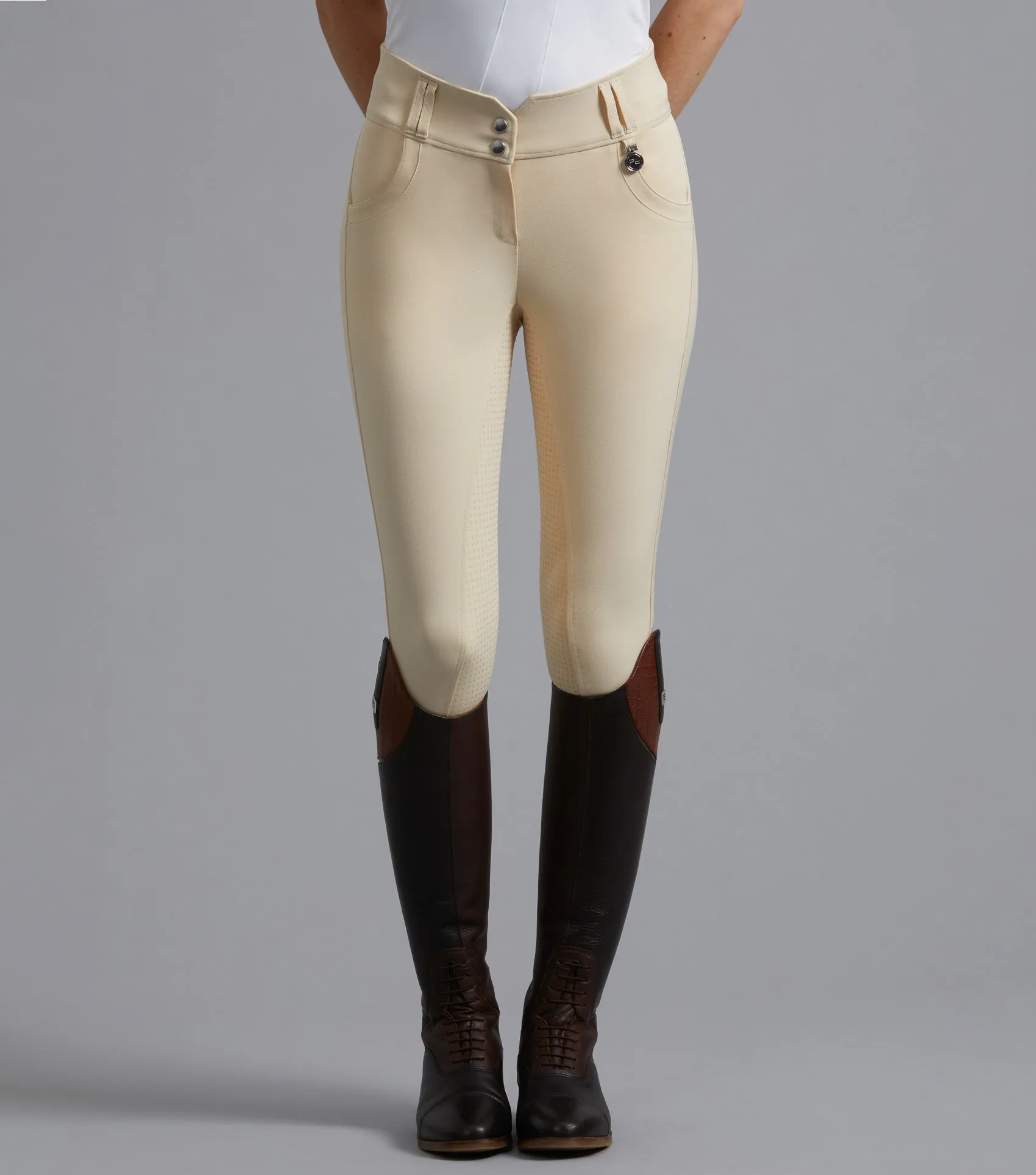 Sophia Ladies Full Seat High Waist Competition Riding Breeches Vanilla