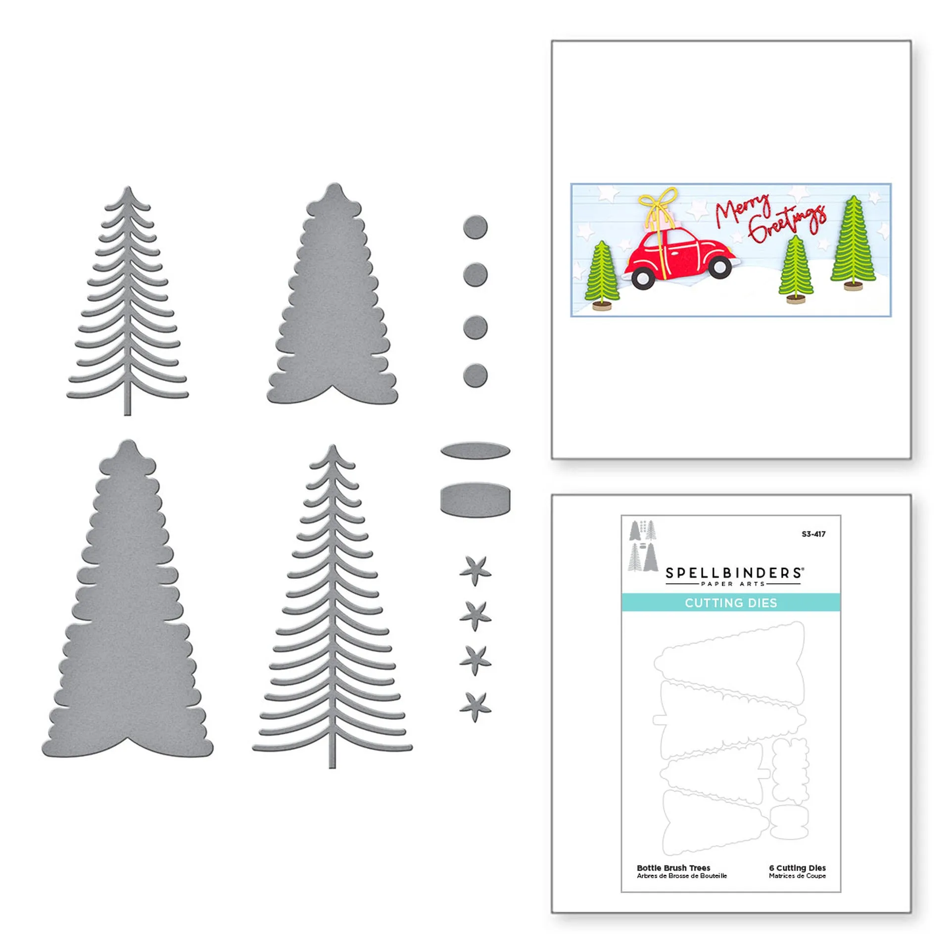 Spellbinders-Bottle Brush Trees Etched Dies from the Tis the Season Collection-Die Set