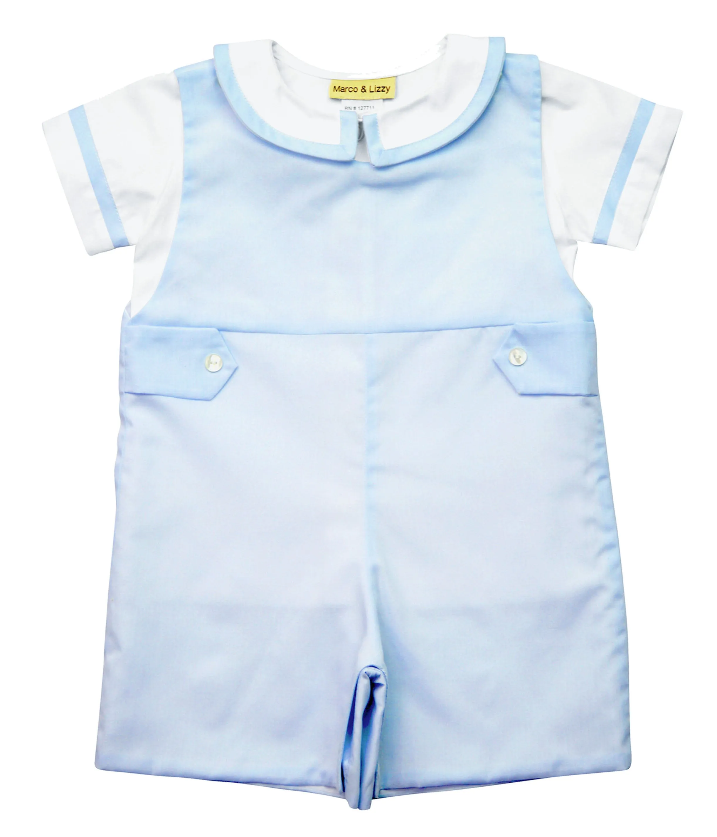 Spring Blue Batiste Overall Set