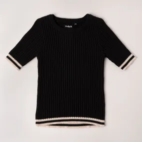 Stripe Tipped Rib Sweater