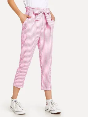 Striped Knot Front Pants