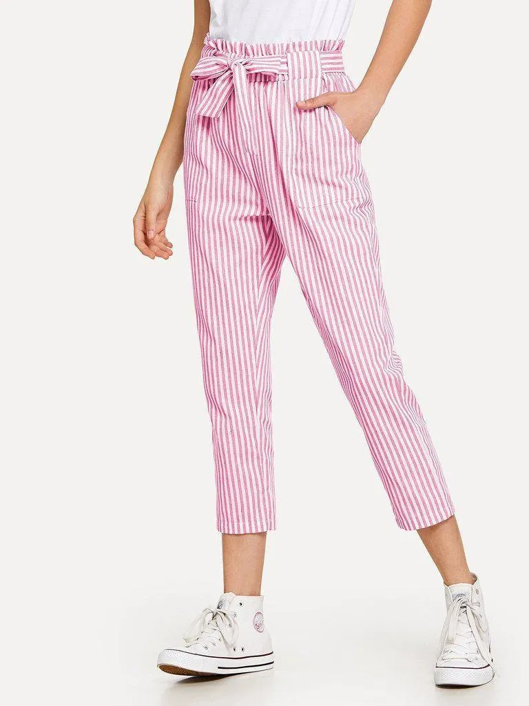 Striped Knot Front Pants