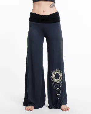 Sun Moon Spandex Wide Leg Palazzo Pants in Gray