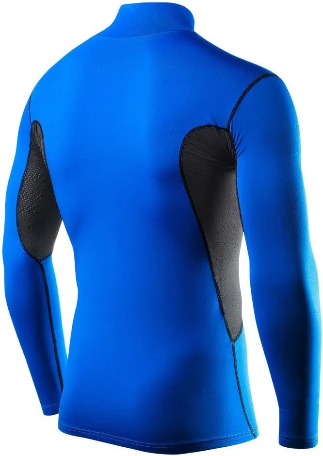 TCA SuperThermal Long Sleeve Mock Mens Compression Top - Blue