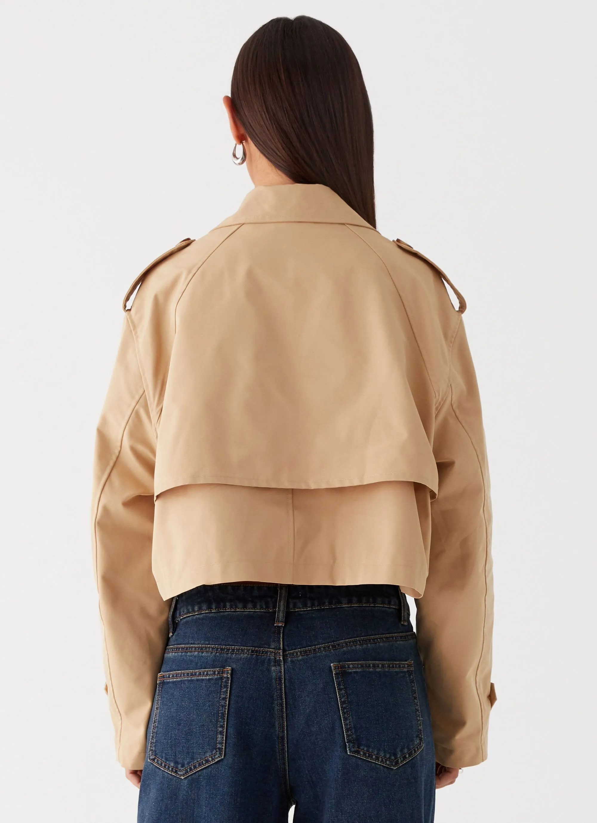 Teddie Cropped Trench Coat - Camel