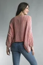 Tempo Paris Cotton Crochet Knit Top in Pink OS